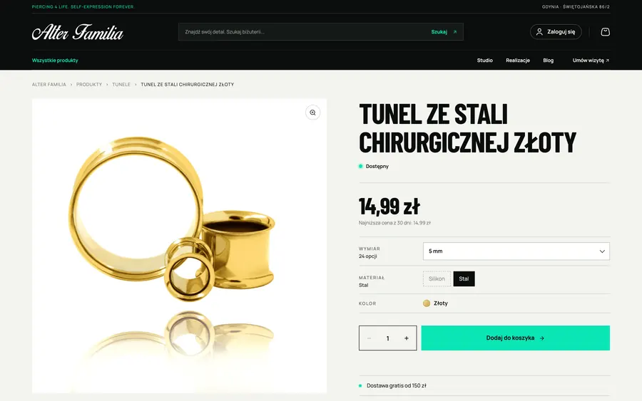 Karta produktu z wyborem wariantu